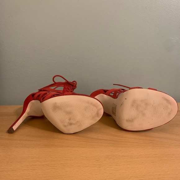 Red Lace Up Heels - Call it Spring - Picture 3 of 4